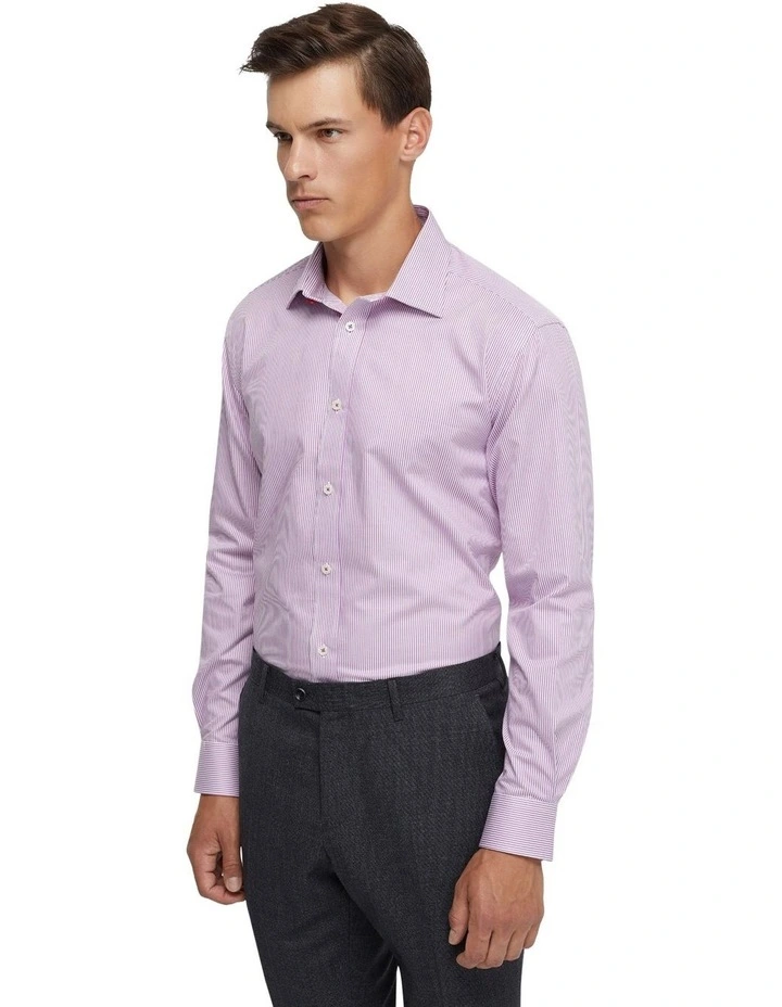 Islington Cotton Striped Shirt in Berry