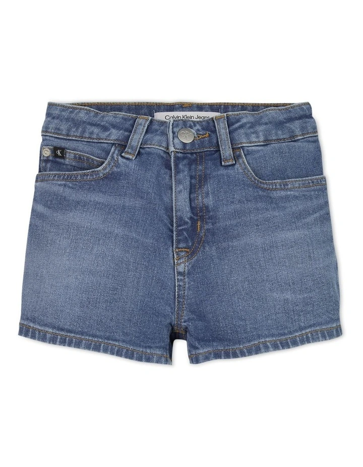 High Rise Relaxed Shorts in Mid Blue