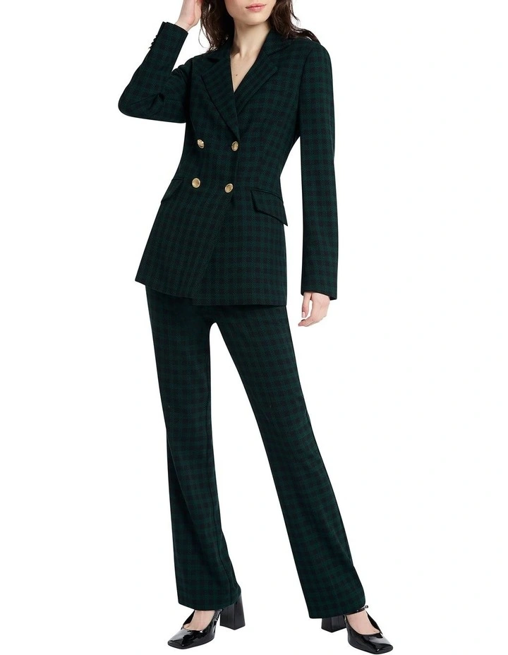 Checkmate Longerline Blazer in Green/Navy