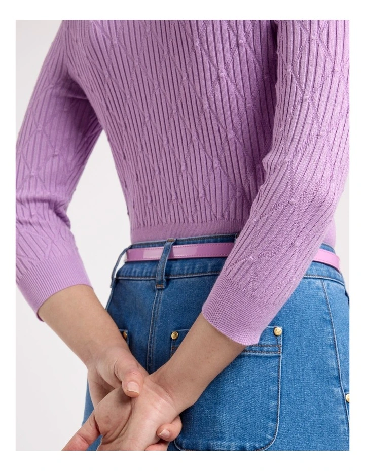 Haisley 3/4 Sleeve Cardi in Lilac
