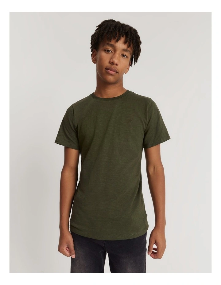 Plain Short Sleeve T-shirt in Khaki Green