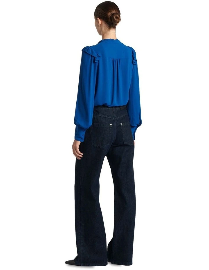 Recycled Georgette Blouse in Cobalt