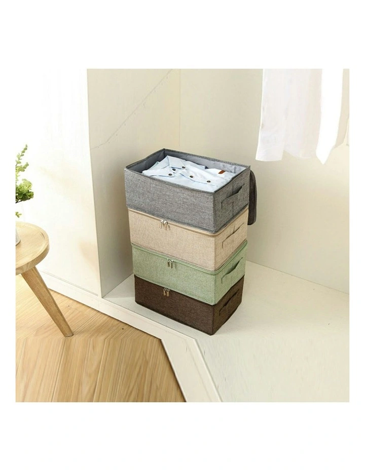 Small Portable Double Zipper Storage Box in Grey