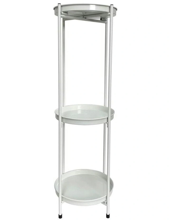 Round 3-Shelf Metal Planter Stand 81cm in White