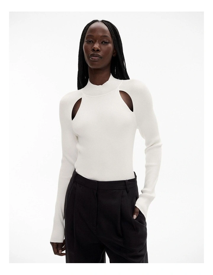 Cut Out Detail Knit in Chalk