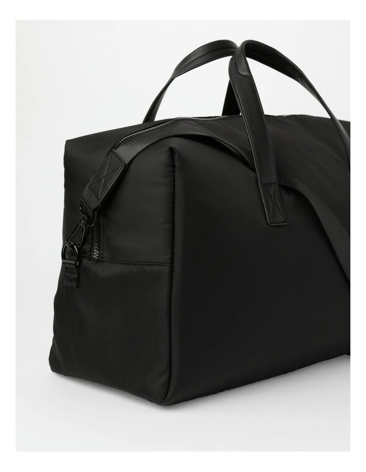 Lux Nylon/PU Weekender Bag in Black