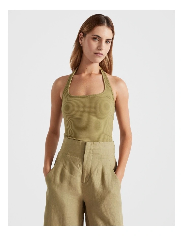 Halter Rib Tank in Pistachio
