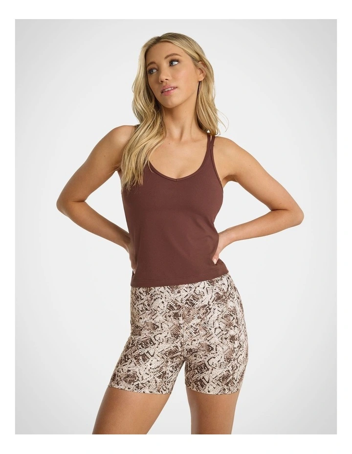 Strappy Fitted Active Singlet in Cinnamon