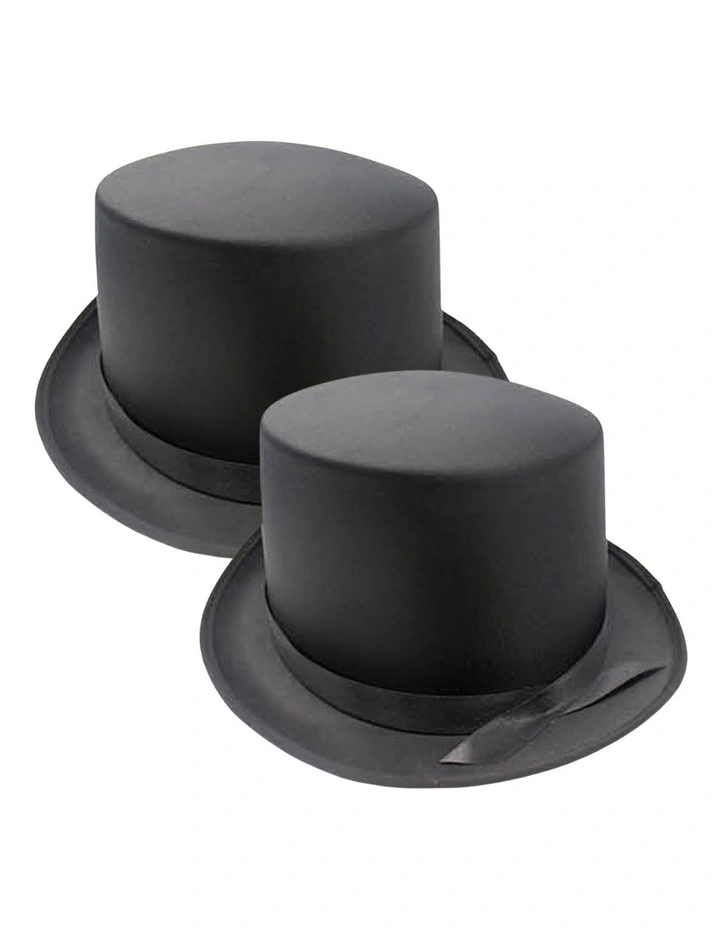 Satin Top Hat x2 in Black