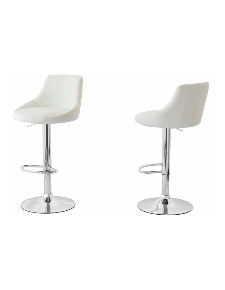 Diamond Style Padded Leather Barstools Set of 2 in White
