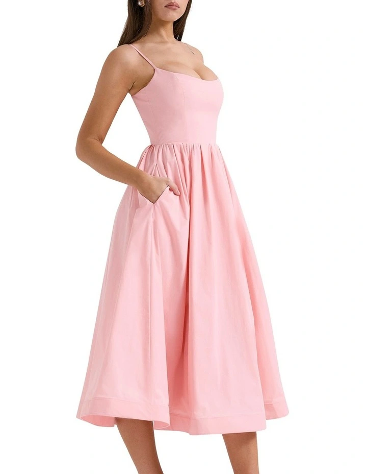 Lolita Cotton Corset Sun Dress in Rose Pink