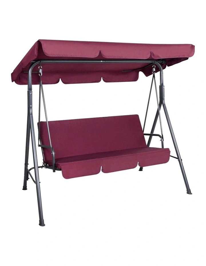 3 Seater Canopy Swing Chair in Wine Red