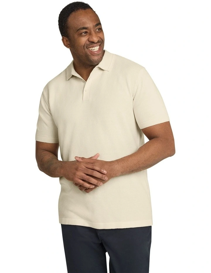 Myles Knitted Polo Shirt in Ecru
