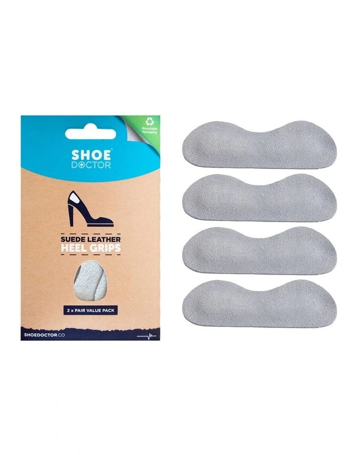 Suede Leather Heel Grips 2 Pair Pack in Grey