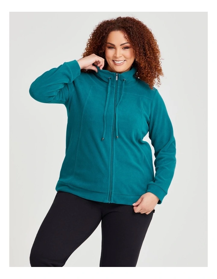 Polar Fleece Zip Front Jacket in Teal