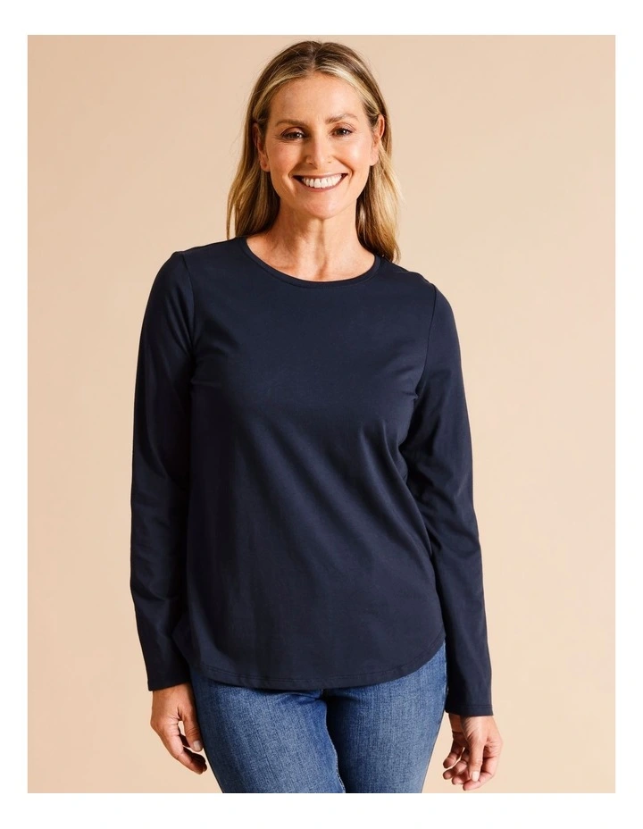 Organic Cotton Wardrobe Staple Long Sleeve Tee In Navy