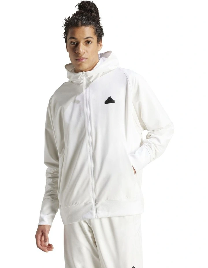 Z.N.E. Woven Full-Zip Hooded Track Top in White