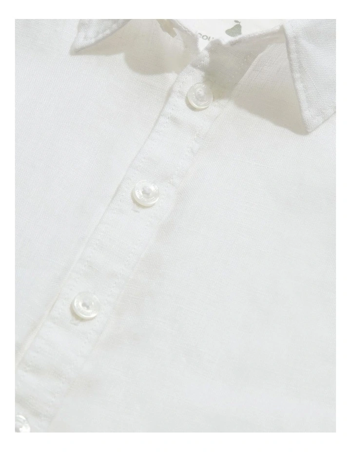 Organically Grown Short Sleeve Linen Shirt in White