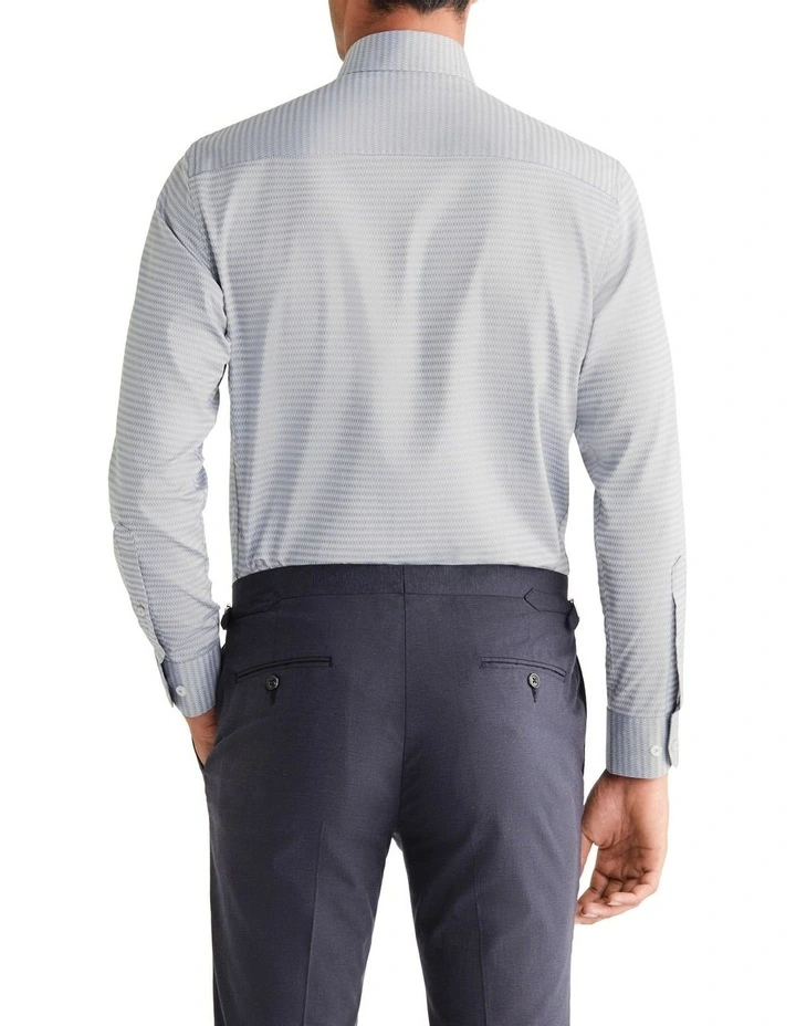 Diamond Dobby Slim Long Sleeve Shirt in Navy