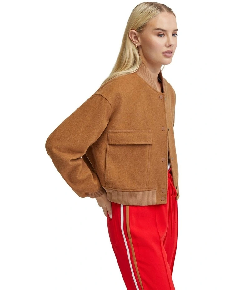 Freya Wool Rich Bomber Jacket in Camel