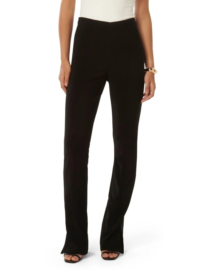 Lena Tall Ottoman Flared Leggings in Black