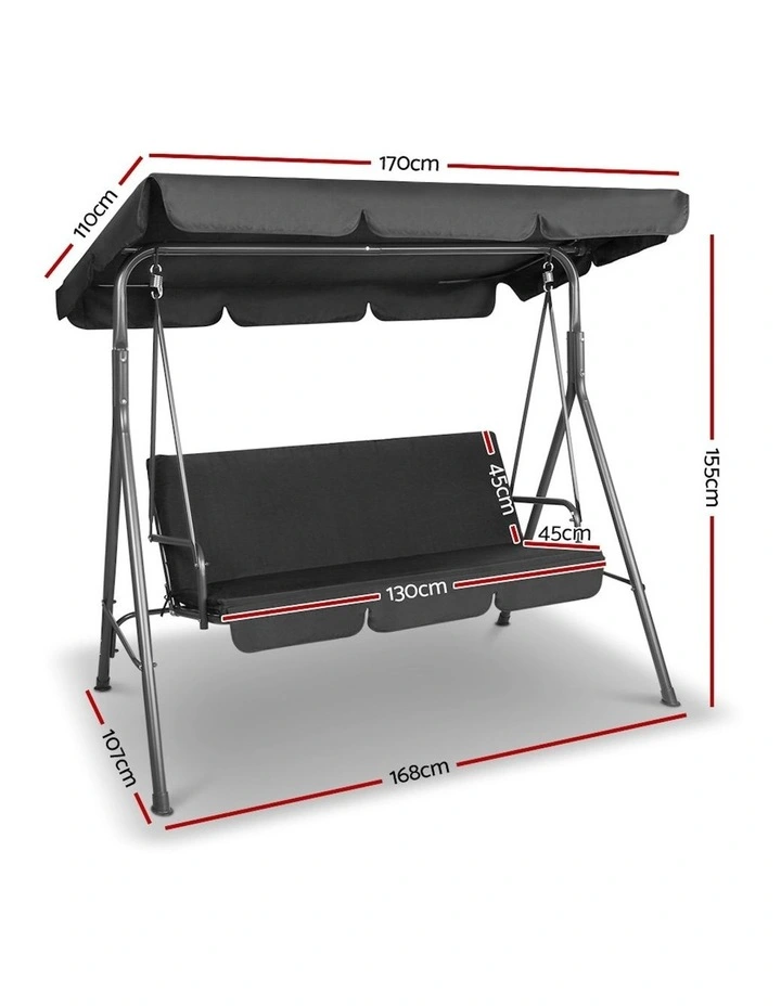 Swing Chair 3 Bench Seat in Black