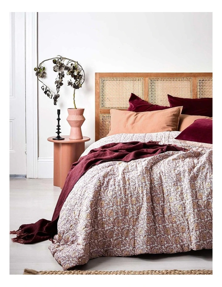 Jaipur European Pillowcase in Rosewater/Merlot