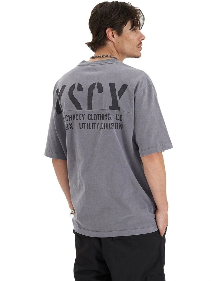 Schism Heavy Oversized Tee in Pigment Steel