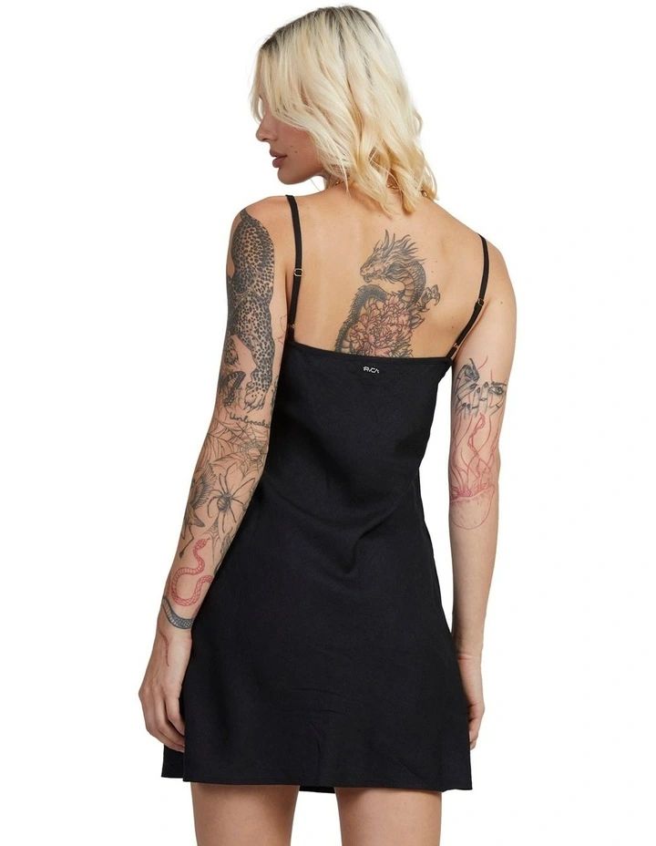 Off Duty Bias Mini Dress in Black