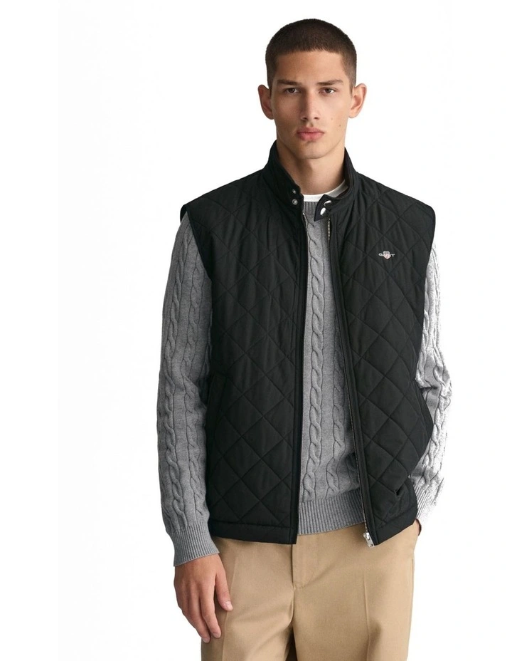 Quilted Windcheater Vest in Black