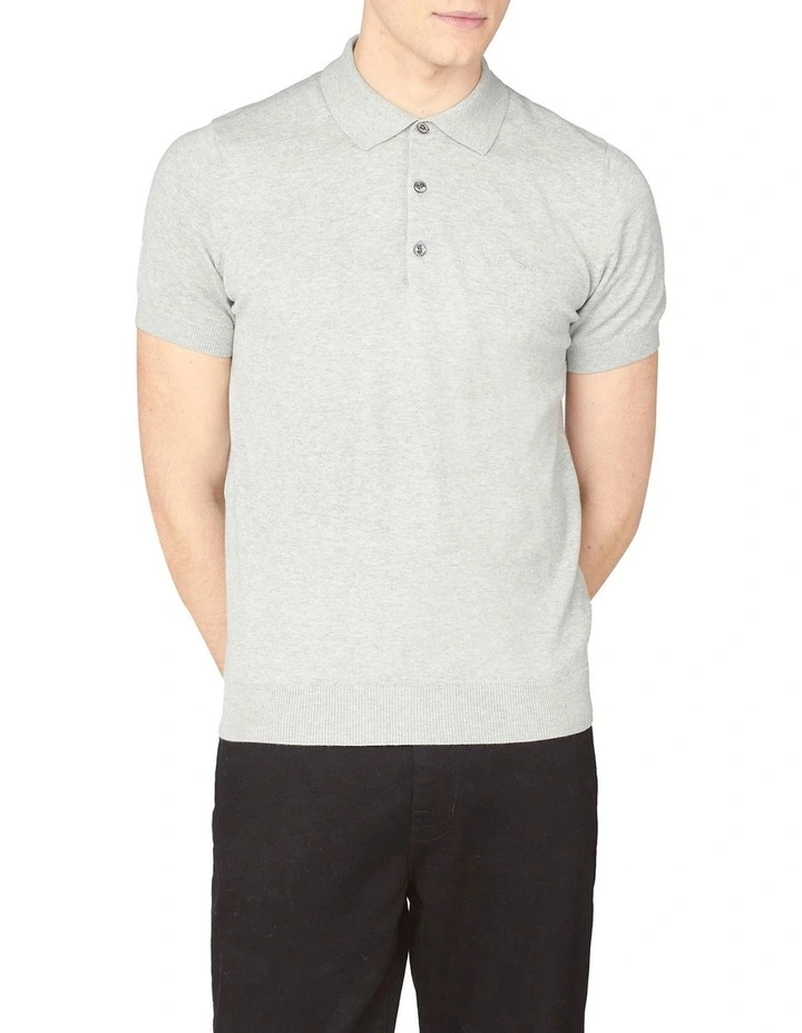 Signature Knitted Short Sleeve Polo Grey