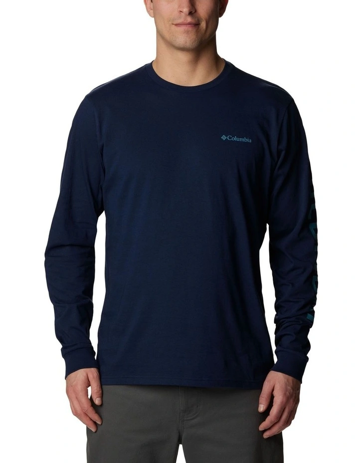 Rockaway River Graphic Long Sleeve Tee in Coll Navy
