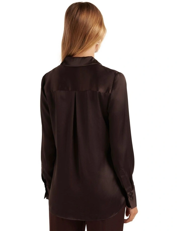 Celia Satin Shirt in Brown