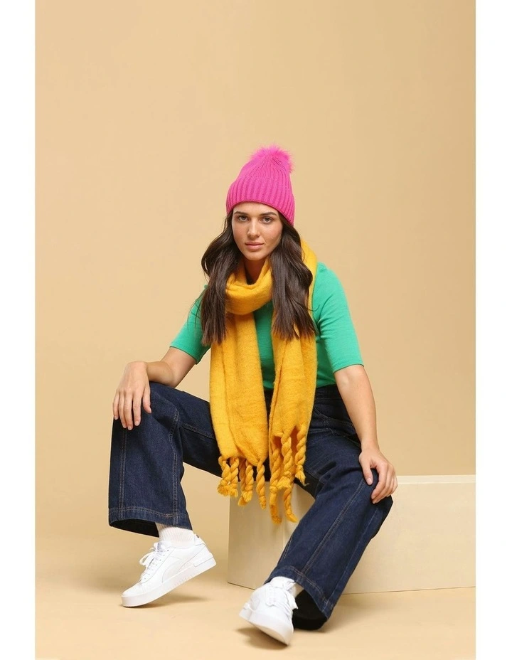 Valentine Wool Blend Beanie in Hot Pink