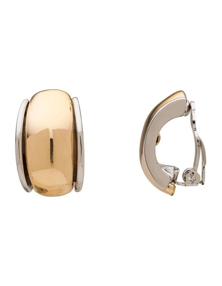 Clip On Curve Earring in Two Tone