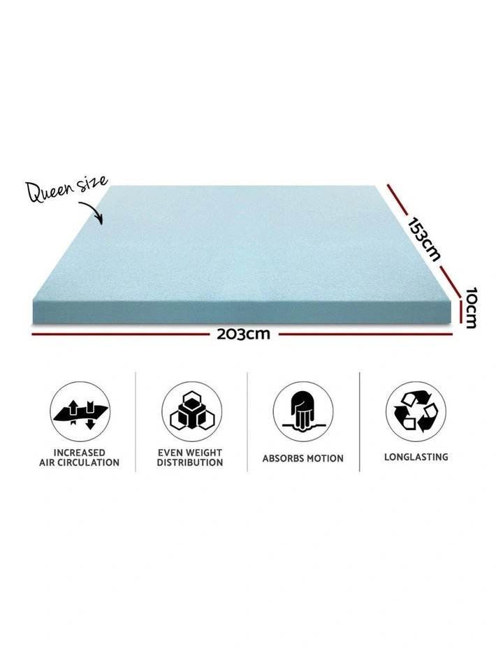 Giselle Memory Foam Mattress Topper Queen Bed Cool Gel Bamboo Cover 10CM