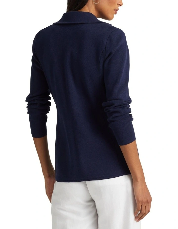 Cotton Blend Blazer in Navy