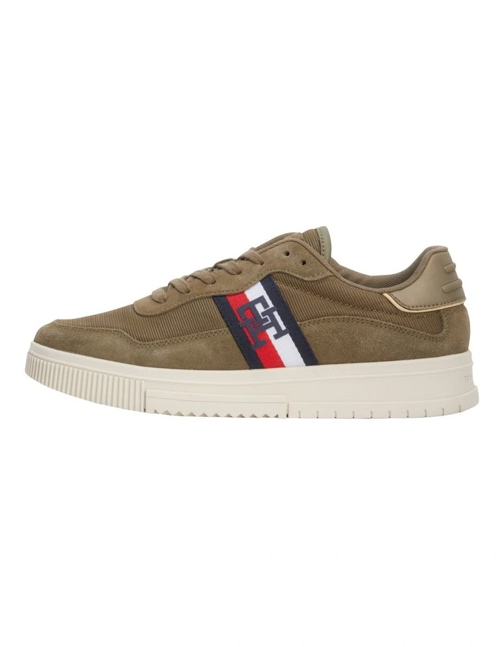 Suede Cupsole Lace-Up Trainers in Green