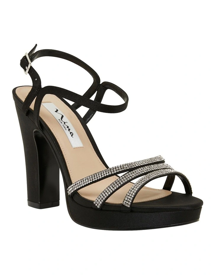 Saralyn Black Satin Sandals
