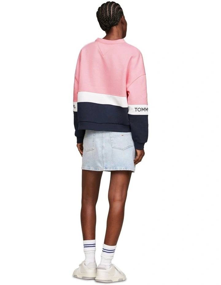 Colour-Blocked Fleece Sweatshirt in White
