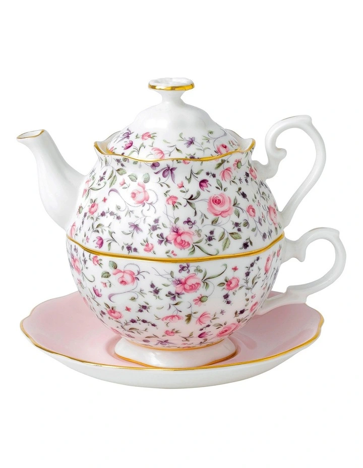 Rose Confetti Teapot For One White