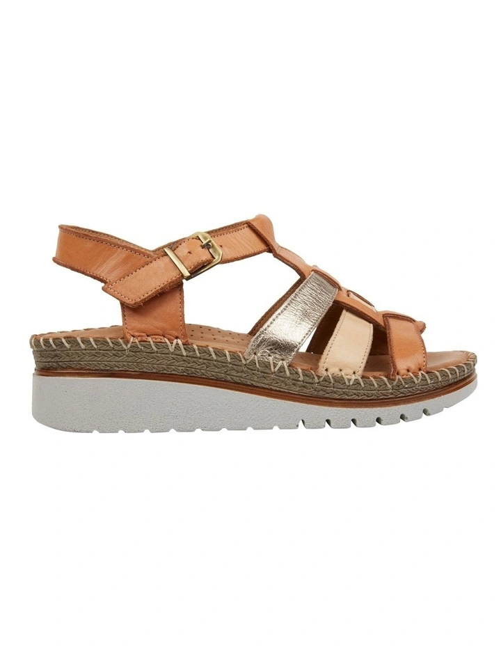 Binge Leather Sandal in Tan Combo