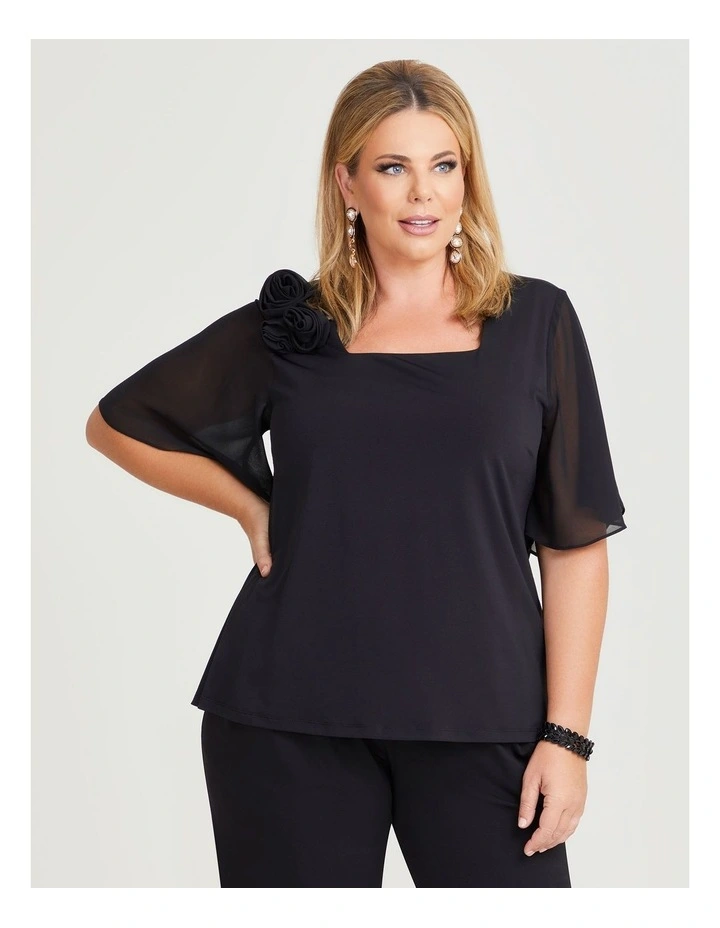 Corsage Party Top in Black