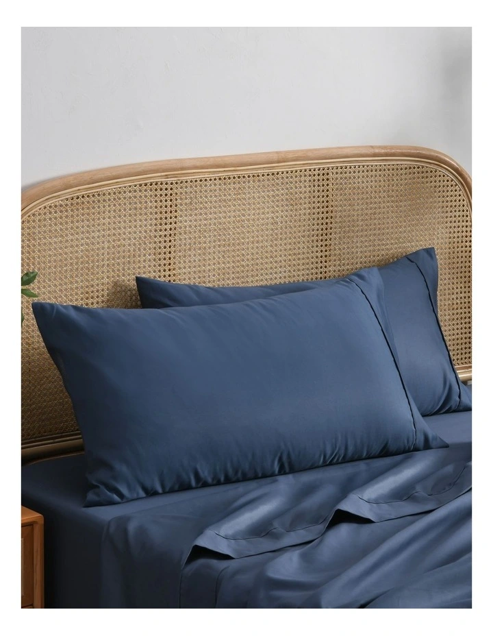 Cotton Rich Pillowcase Twin Pack in Navy