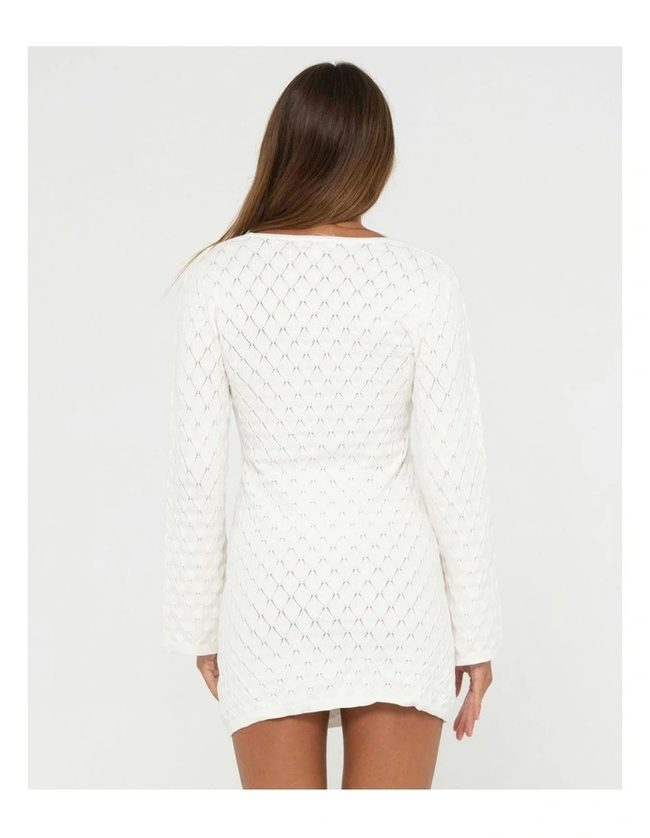 Leo Long Sleeve Knit Mini Dress in Cream