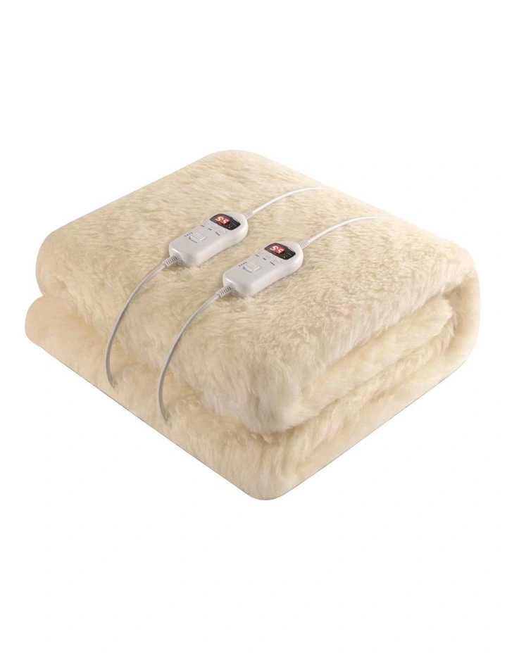 Queen Size Wool Electric Blanket in White