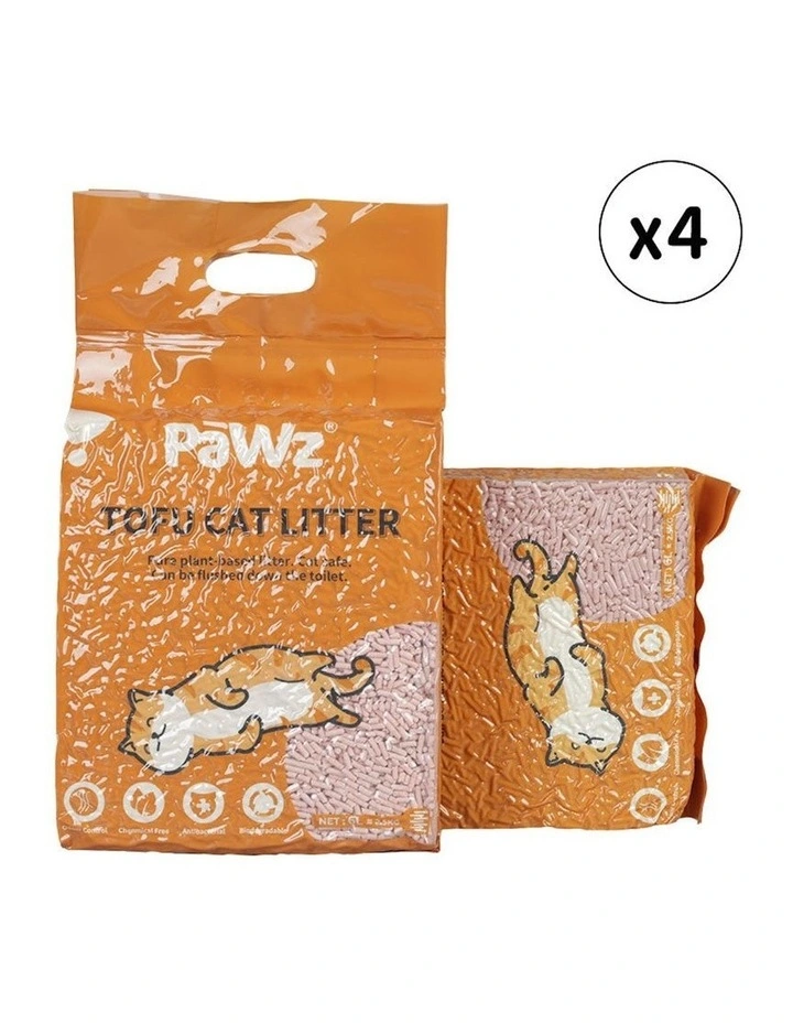 Clumping Flushable Tofu Cat Litter 2.5kg x4 in Peach