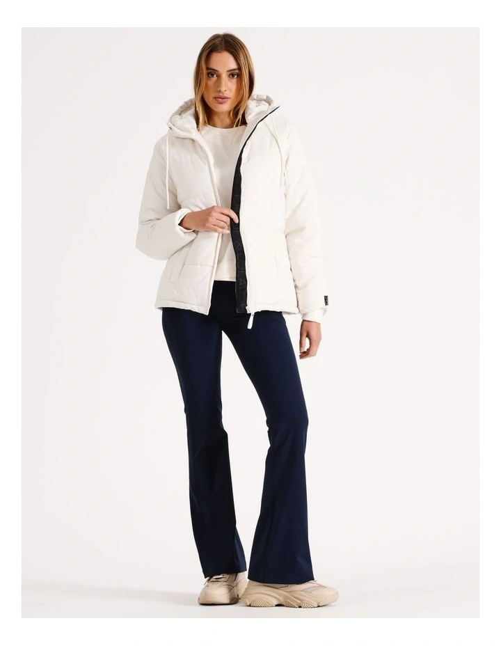 Hooded Puffa Jacket in Cream
