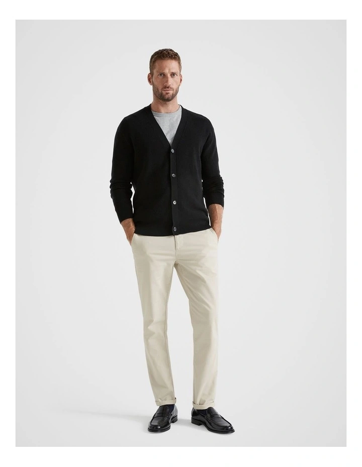 Merino Wool Cardigan in True Black