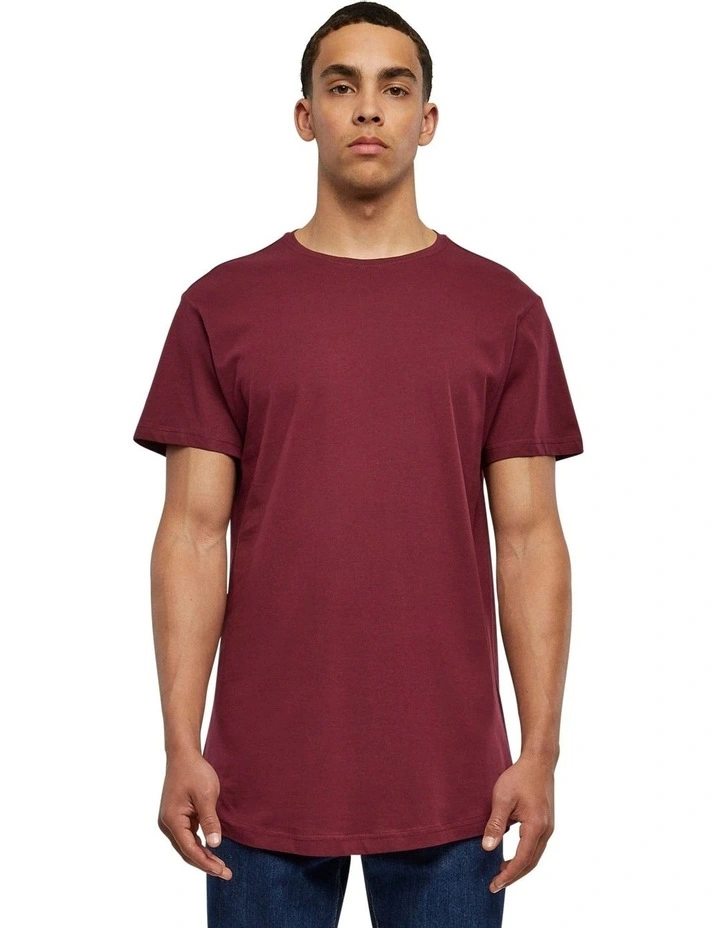 Mens Shaped Long Tee in Port